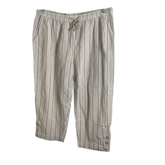 Cathy Daniels Striped Cropped Pants 100% cotton X-Large - Picture 1 of 5